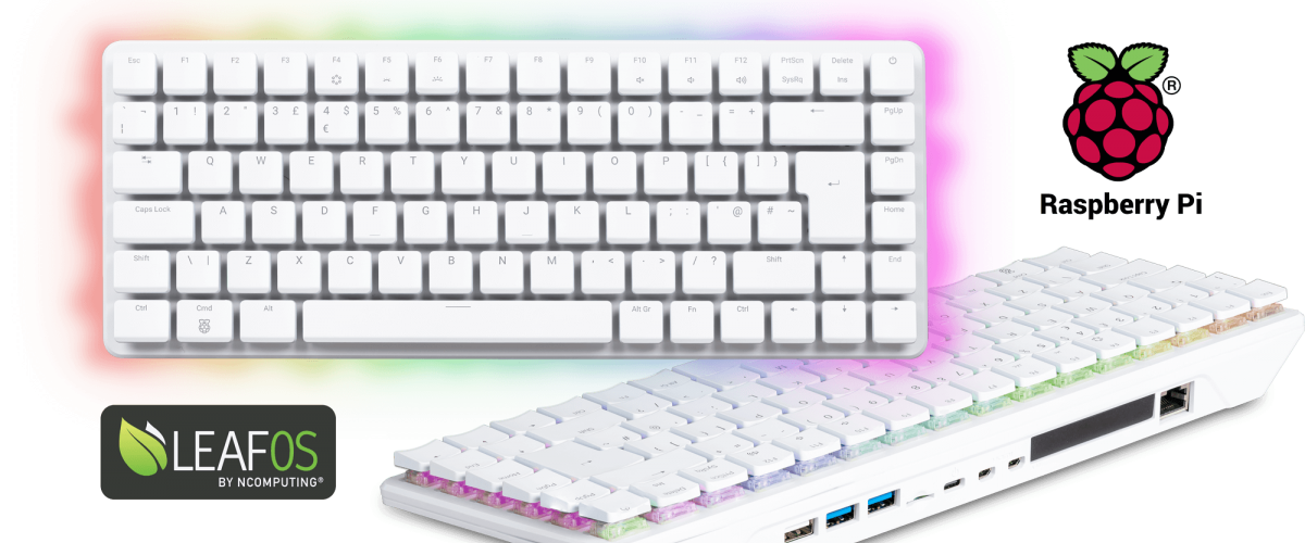 Raspberry Pi 500+ all-in-one keyboard with LEAF OS Raspberry Pi 500+ all-in-one keyboard with LEAF OS