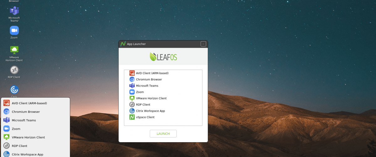 LEAF OS desktop LEAF OS desktop