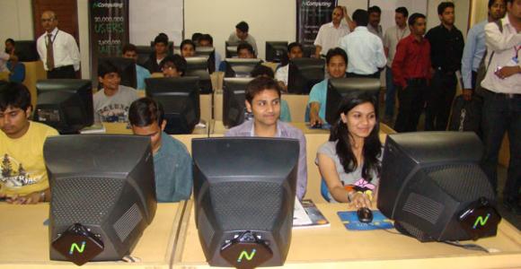 Old and New: Budgets go further with the NComputing L-series solution, extending the useful life of older equipment such as these CRT monitors